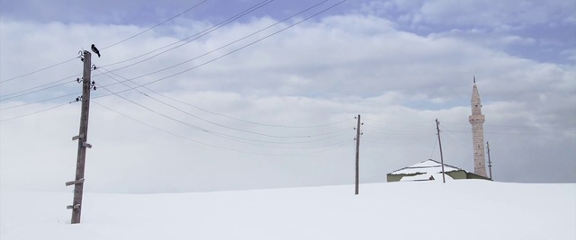 Video Reference: Sky, Blue, Cloud, Winter, Snow, Tree, Line, Technology, Overhead power line, Architecture