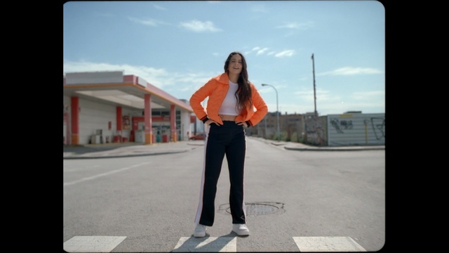Video Reference: road, photograph, standing, infrastructure, shoulder, snapshot, photography, girl, sky, street, Person