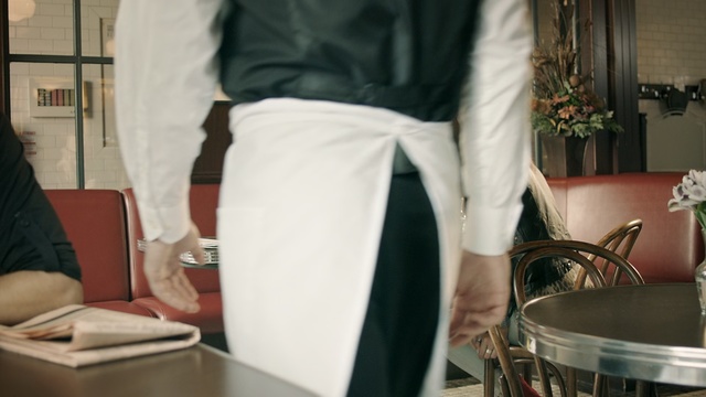 Video Reference: White, Clothing, Waist, Outerwear, Beige, Sleeve, Textile, Dress, Blouse, Trunk