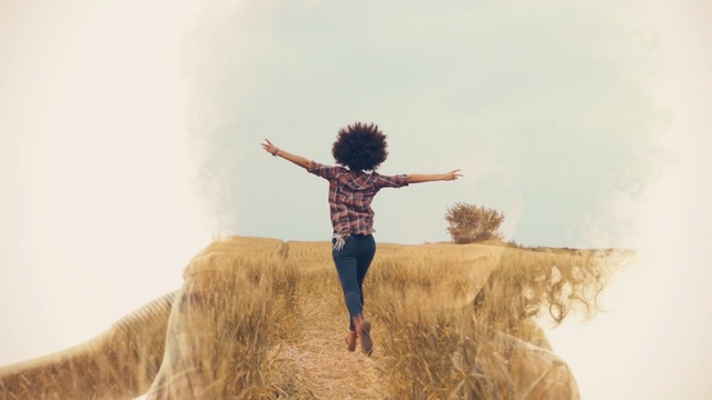 Video Reference: sky, girl, happiness, stock photography, fun, grass family