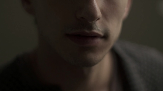 Video Reference: nose, chin, close up, darkness, mouth, facial hair, human, lip, neck, jaw