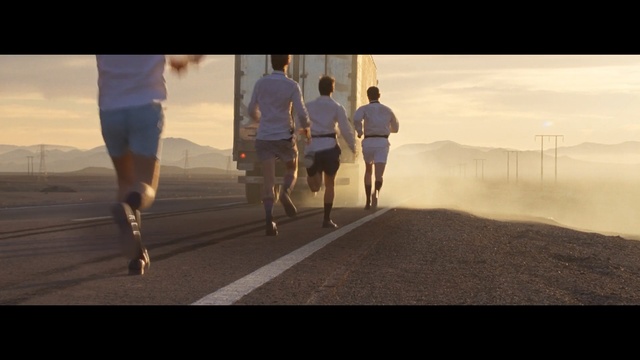 Video Reference: sky, mode of transport, morning, walking, shadow, sunlight, recreation, landscape, horizon, fun, Person