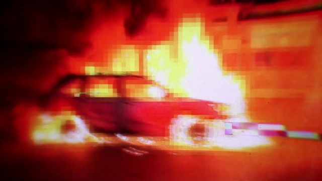 Video Reference: Red, Orange, Light, Fire, Explosion, Vehicle, Heat, Geological phenomenon, Automotive lighting, Car