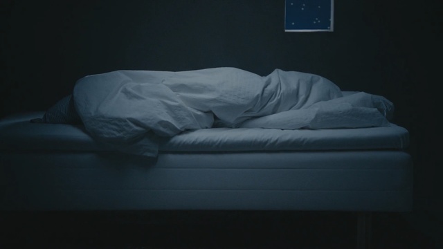 Video Reference: Black, Blue, Furniture, Bed, Room, Comfort, Bed sheet, Darkness, Sky, Textile