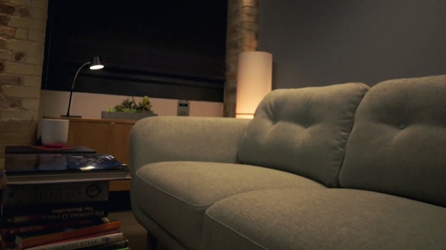 Video Reference: furniture, couch, property, room, living room, interior design, wall, lighting, chair, table