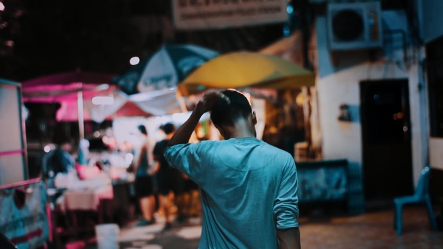 Video Reference: Blue, Snapshot, Street, Photography, Night, Vacation, Road, Black hair, City, Crowd