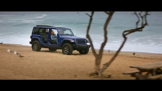 Video Reference: Land vehicle, Vehicle, Car, Sand, Natural environment, Off-roading, Off-road vehicle, Jeep wrangler, Landscape, Jeep, Water, Outdoor, Beach, Ocean, Sandy, Surfing, Walking, Body, Board, White, Bed, Standing, Man, Dog, Boat, Parked, Riding, Laying, Horse, Street, Tire, Wheel, Auto part, Truck, Text, Shore