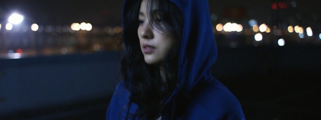 Video Reference: blue, night, darkness, girl, light, snapshot, black hair, fun, midnight, scene, Person