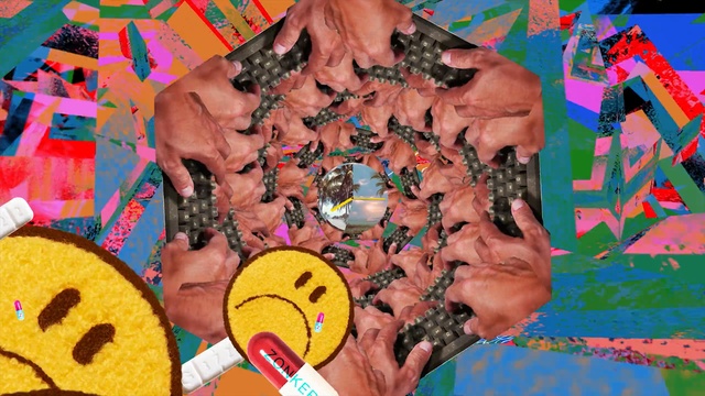 Video Reference: pink, yellow, art, male, fun, muscle, product, chest, barechestedness, pattern, Person