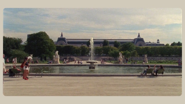 Video Reference: water feature, palace, water, plaza, sky, recreation, tourism, fountain, reflecting pool, estate, Person