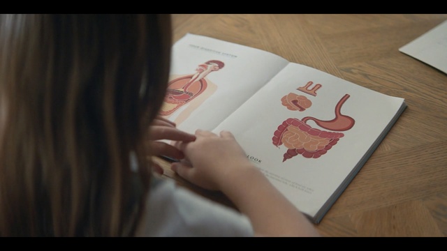 Video Reference: education, student, biology, book, table, hands, school