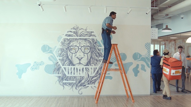 Video Reference: art, wall, mural, design, exhibition, art gallery, art exhibition, modern art, artwork, Person