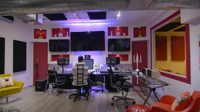 Video Reference: interior design, office, sound studio, music studio, record studio, Person