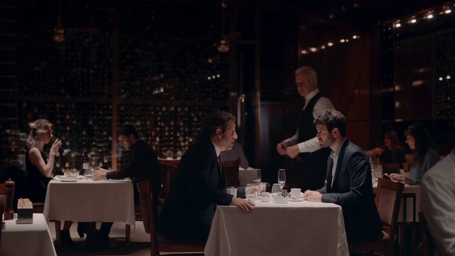 Video Reference: Event, Restaurant, Design, Rehearsal dinner, Conversation, Function hall, Table, Dinner, Suit, Person