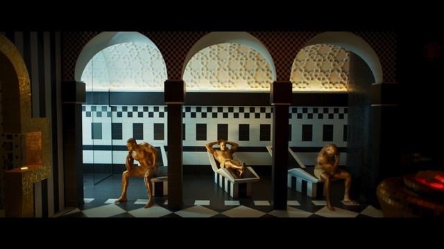 Video Reference: tourist attraction, screenshot, darkness, arch, recreation, scene, midnight, Person