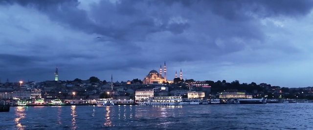 Video Reference: Sky, Blue, Night, Water, Cloud, Landmark, City, Sea, Town, Evening