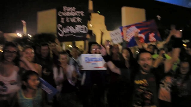 Video Reference: protest, crowd, event, demonstration, audience, night, public event, midnight, Person