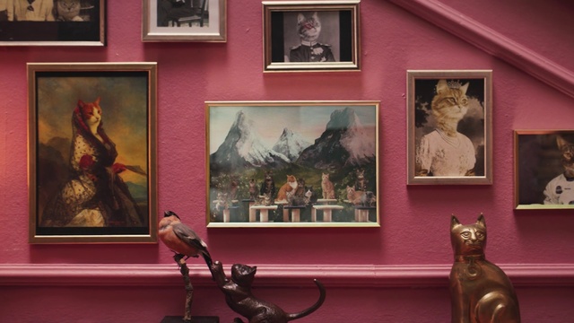 Video Reference: Painting, Art, Collection, Visual arts, Room, Picture frame, Interior design, Tourist attraction, House, Sculpture, Person