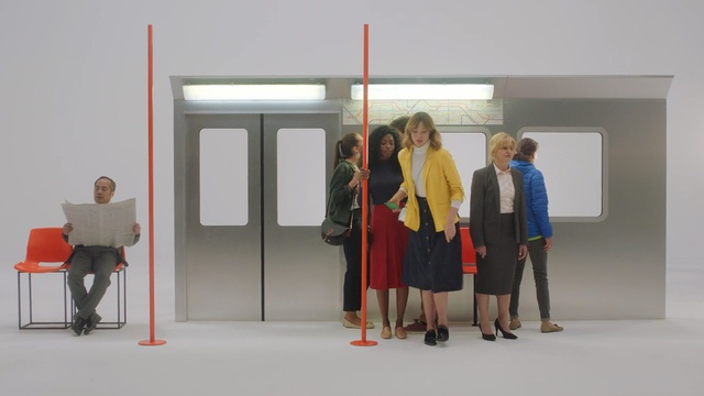 Video Reference: exhibition, furniture, art exhibition, art gallery, Person