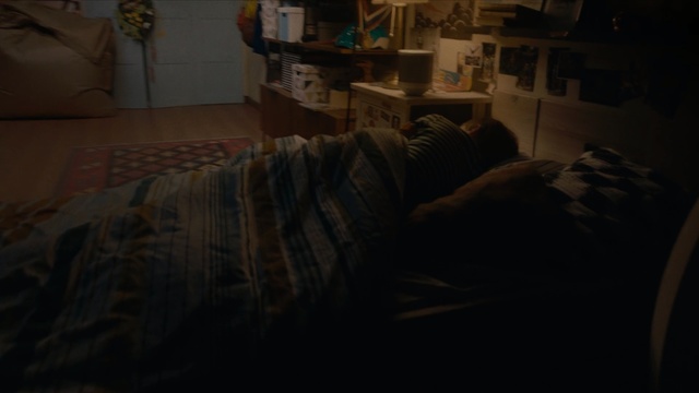 Video Reference: Bed, Room, Furniture, Darkness, Night, Floor, Bed sheet, Flooring, Bedroom, Couch