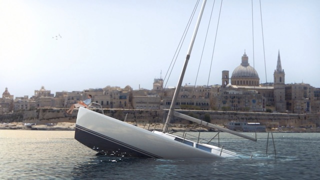 Video Reference: boat, water transportation, sailboat, sail, waterway, watercraft, sailing, sloop, sailing, scow, Person