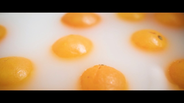 Video Reference: egg yolk, vegetarian food, fruit, clementine, orange, kumquat, citrus