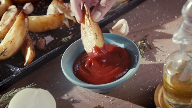 Video Reference: Food, Dish, Cuisine, Ingredient, Produce, Fried food, Ketchup, Side dish, Snack