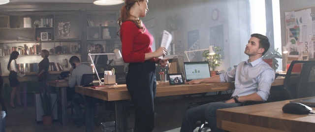 Video Reference: office, man, girl, notebook, laptop, Person