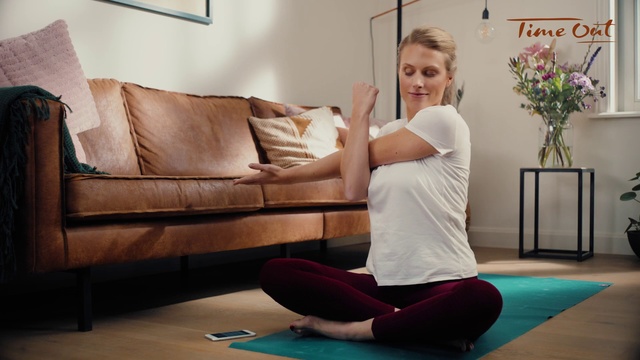 Video Reference: Physical fitness, Shoulder, Yoga, Yoga mat, Arm, Joint, Leg, Pilates, Exercise, Room