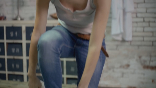 Video Reference: blue, jeans, shoulder, denim, girl, joint, leg, arm, muscle, trunk