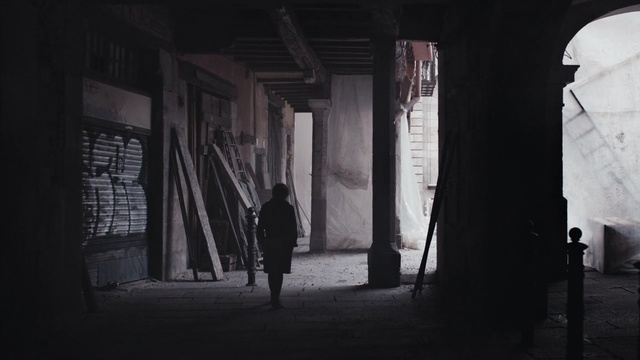 Video Reference: darkness, alley, infrastructure, black and white, light, snapshot, photography, structure, street, monochrome photography, Person