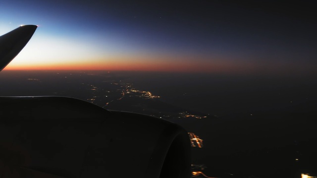 Video Reference: Sky, Horizon, Atmosphere, Cloud, Night, Morning, Evening, Air travel, Wing, Sunset