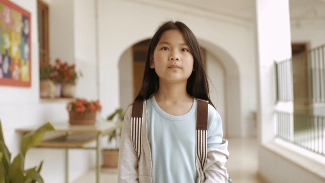 Video Reference: girl, shoulder, outerwear, long hair, smile, Person