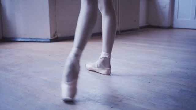 Video Reference: White, Footwear, Leg, Ballet, Dance, Human leg, Floor, Shoe, Pointe shoe, Performing arts