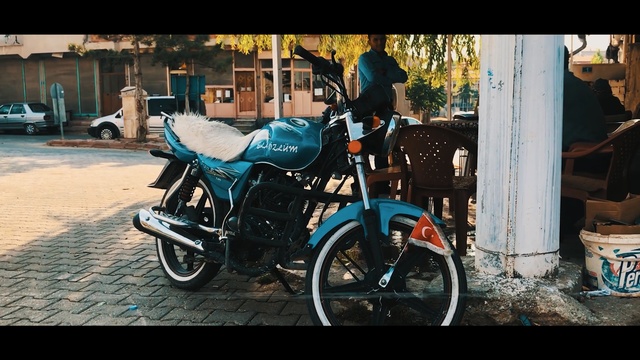 Video Reference: Land vehicle, Motor vehicle, Vehicle, Motorcycle, Blue, Mode of transport, Transport, Snapshot, Car, Tree