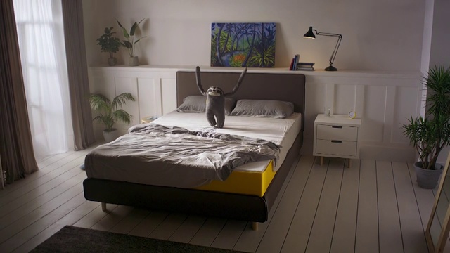 Video Reference: Furniture, Bed, Bedroom, Room, Mattress, Bed frame, Bed sheet, Property, Floor, Interior design