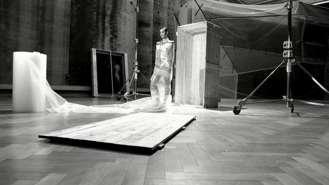 Video Reference: black, photograph, black and white, monochrome photography, floor, light, photography, architecture, snapshot, flooring, Person