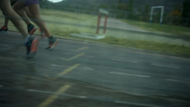 Video Reference: asphalt, lane, mode of transport, morning, race, road, grass, road surface, path, sky, Person