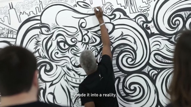 Video Reference: Black-and-white, Wall, Mural, Drawing, Arm, Illustration, Art, Design, Visual arts, Pattern