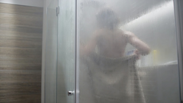 Video Reference: Room, Shower, Glass, Ceiling, Plumbing fixture