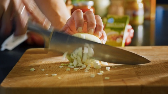 Video Reference: Food, Cutting board, Knife, Dish, Cuisine, Ingredient, Recipe, Vegetable, Cooking, Leek, Person
