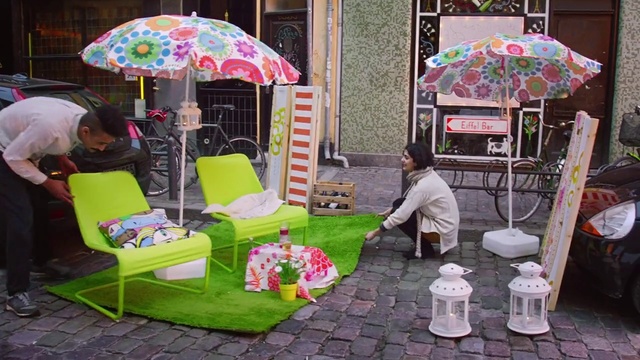 Video Reference: Pink, Umbrella, Recreation, Fashion accessory, Play, Leisure, Furniture, Outdoor structure, Dollhouse, Child, Person