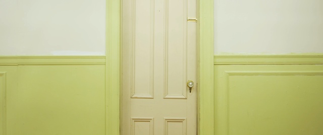 Video Reference: yellow, property, room, wall, wood, door, floor, paint, wood stain, molding
