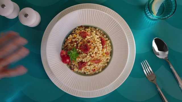 Video Reference: Dish, Food, Cuisine, Couscous, Ingredient, Meal, Vegetarian food, Produce, Breakfast, Recipe