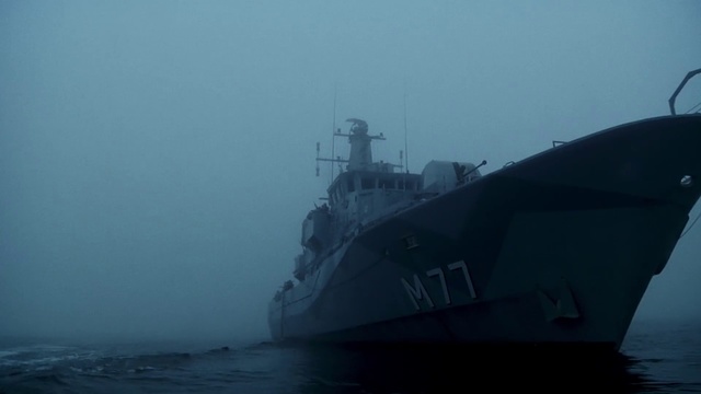 Video Reference: Atmospheric phenomenon, Vehicle, Fog, Ship, Boat, Mist, Navy, Sky, Watercraft, Amphibious transport dock