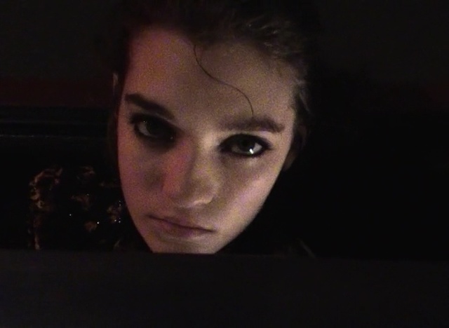 Video Reference: face, eyebrow, nose, head, cheek, chin, darkness, forehead, eye, lip, Person