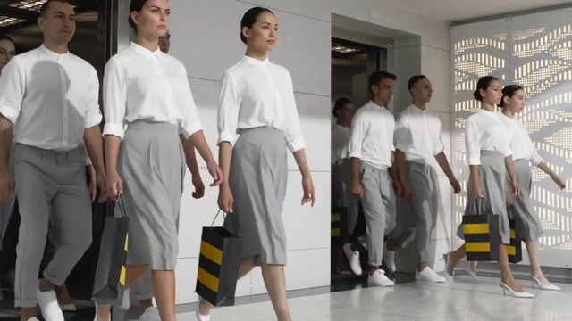 Video Reference: Fashion, White, Clothing, Fashion model, Fashion design, Runway, Fashion show, Uniform, Event, Waist