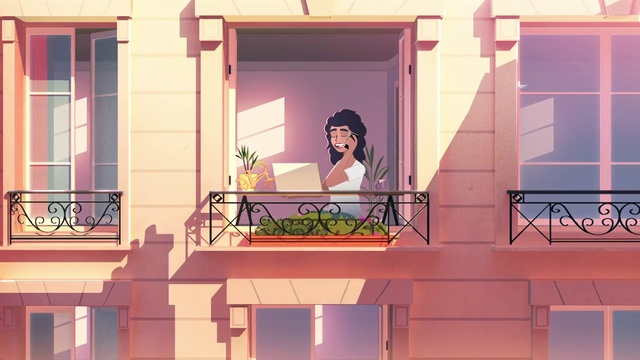 Video Reference: Pink, Balcony, House, Animation, Architecture, Window, Screenshot, Black hair, Building, Illustration