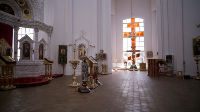 Video Reference: Building, Chapel, Altar, Interior design, Religious institute, Furniture, Room, Church, Place of worship, Flooring