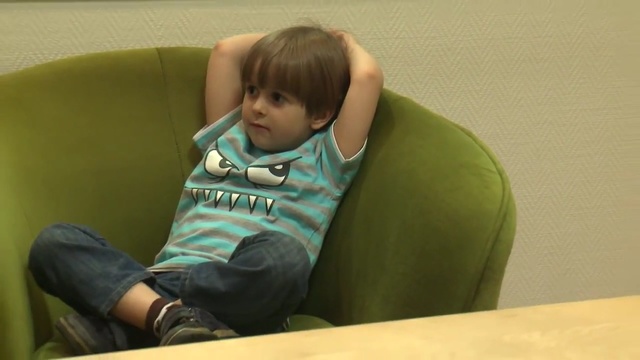 Video Reference: Green, Child, Sitting, Toddler, Smile, Person